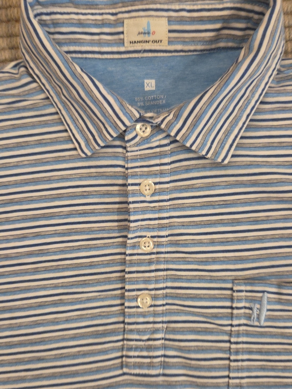 johnnie-O Hangin' Out "Grady" Striped Polo Shirt XL EUC